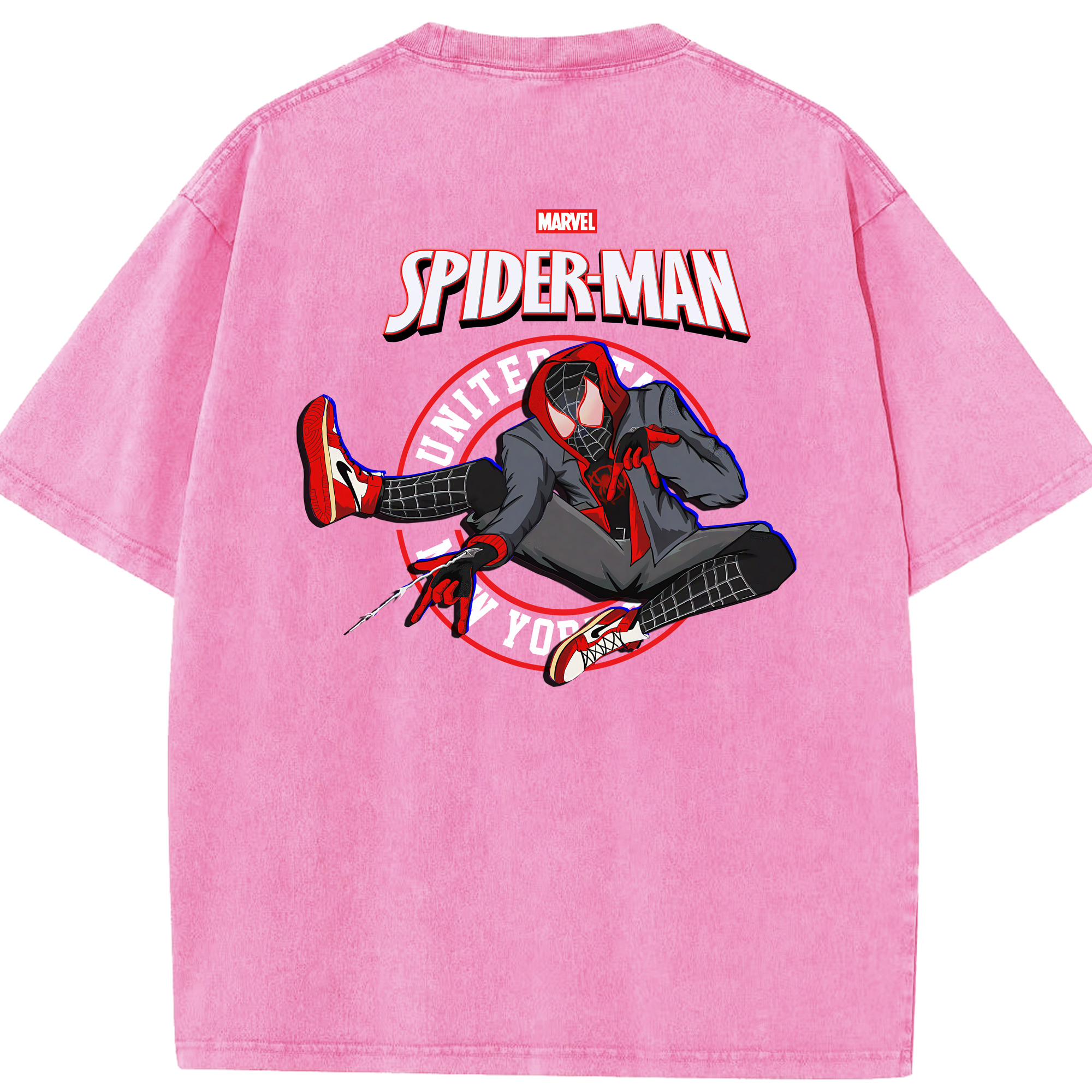 （画像用） Spider Man スパイダーマン 綿100% ヴィンテージ風 半袖Tシャツ（背面プリント）